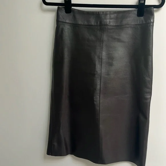 Jupe Mi-longue BCBG Maxazria En Cuir Marron - Taille 2, Occasion Très Bon état
